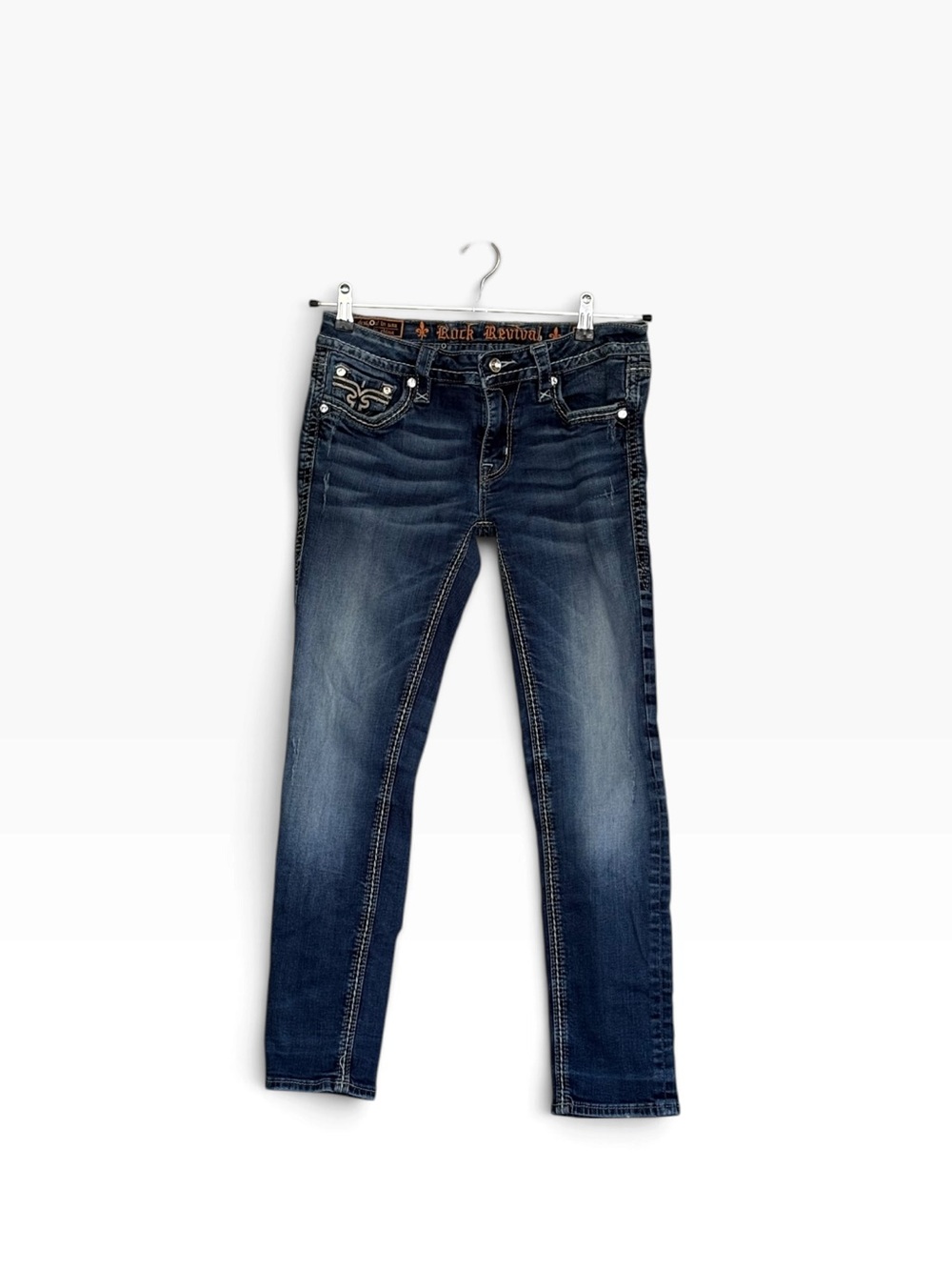 Rock Revival Kai Ankle Zip Up Skinny Jeans Size 30 With Bling